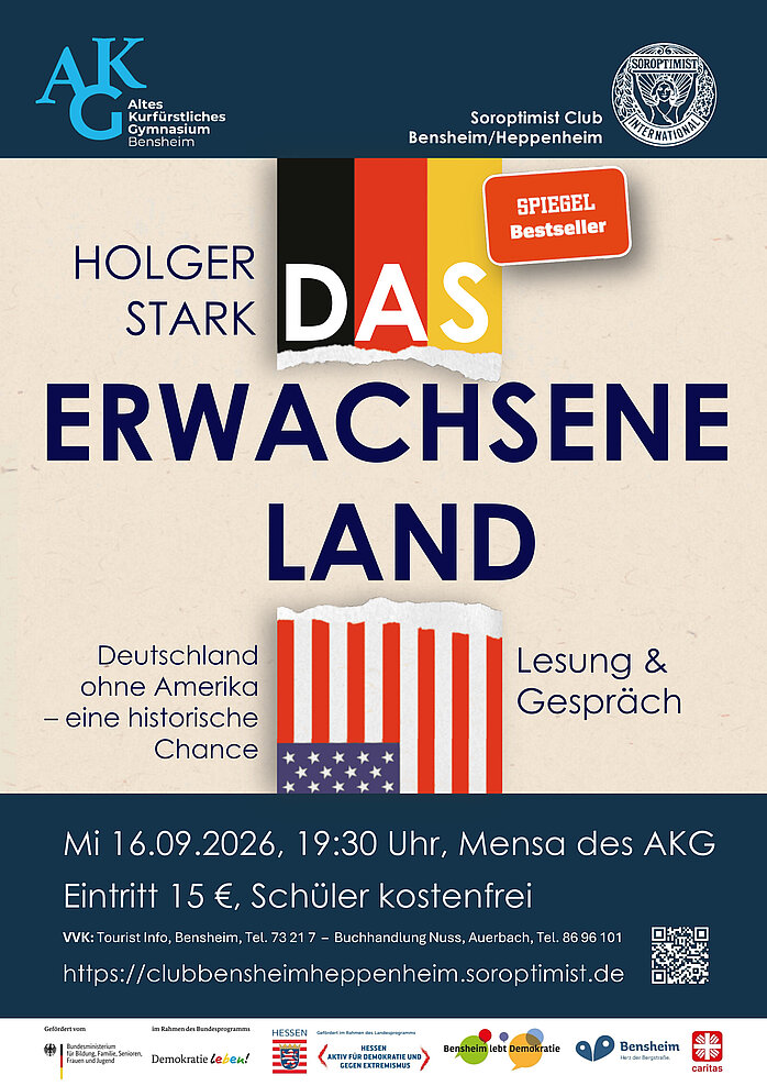 Flyer mit Buchcover "DAS ERWACHSENE LAND"